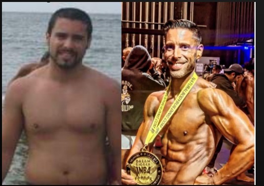 Daniel Cánovas antes y después de su transformación física