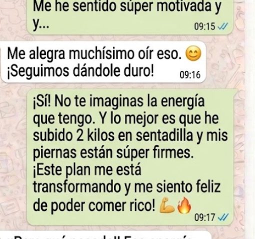Testimonio real por WhatsApp de una alumna sobre su fuerza y motivación