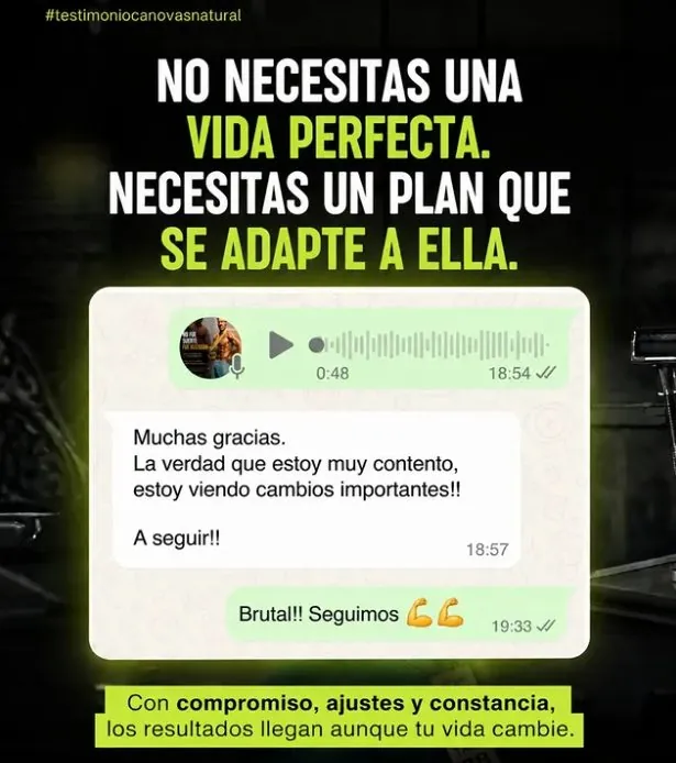 Mensaje de un alumno: no necesitas una vida perfecta, necesitas un plan que se adapte a ella